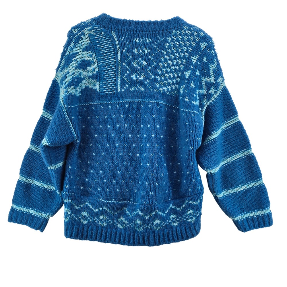 Free People Snow Day Pullover Sweater Frozen Lake Combo‎ Blue Fair Isle XS - Picture 5 of 10